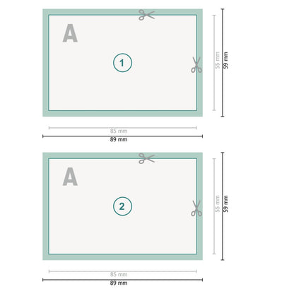 Tarjetas de visita, 8,5 x 5,5 cm, impresión a dos caras